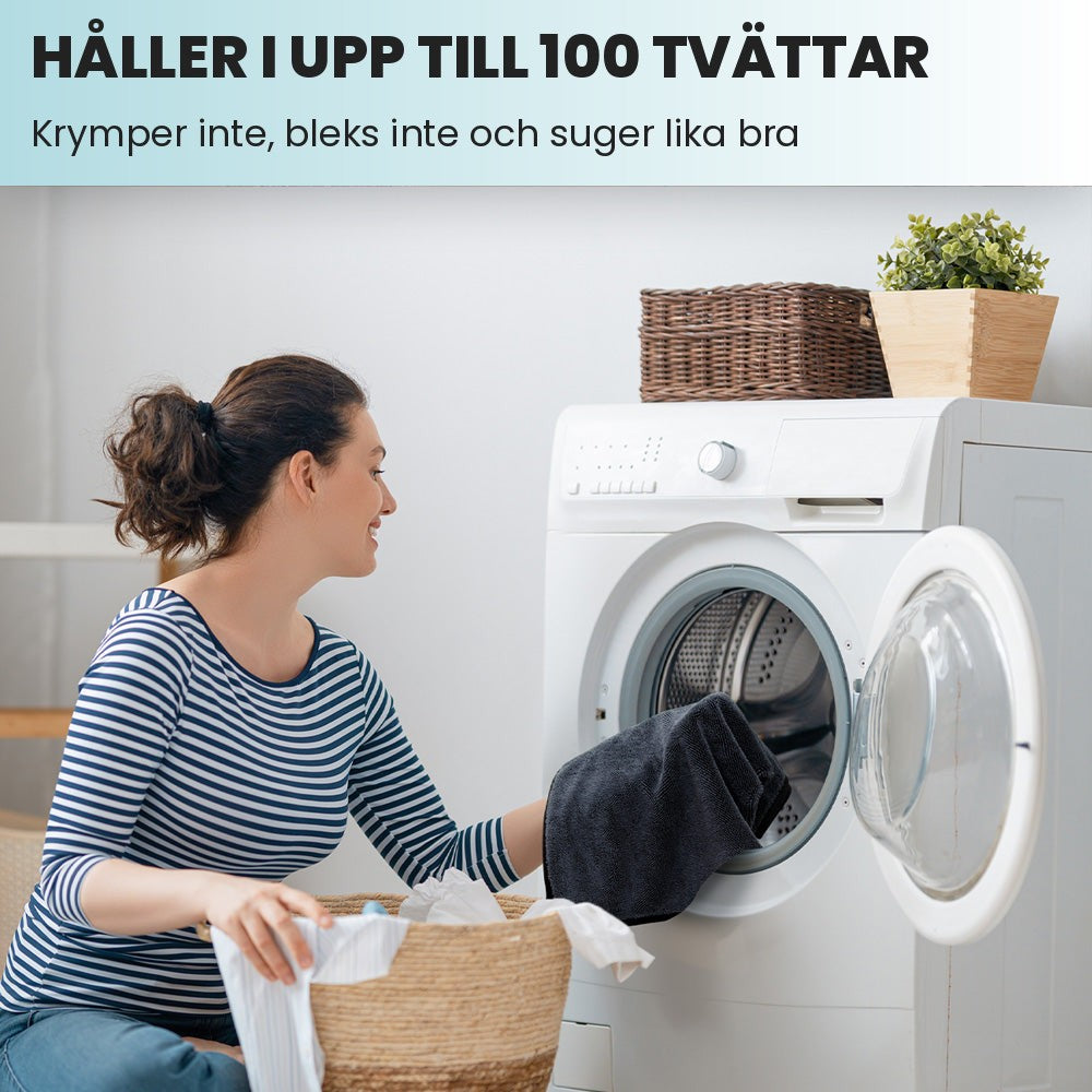 Håller i upp till 100 tvättar
