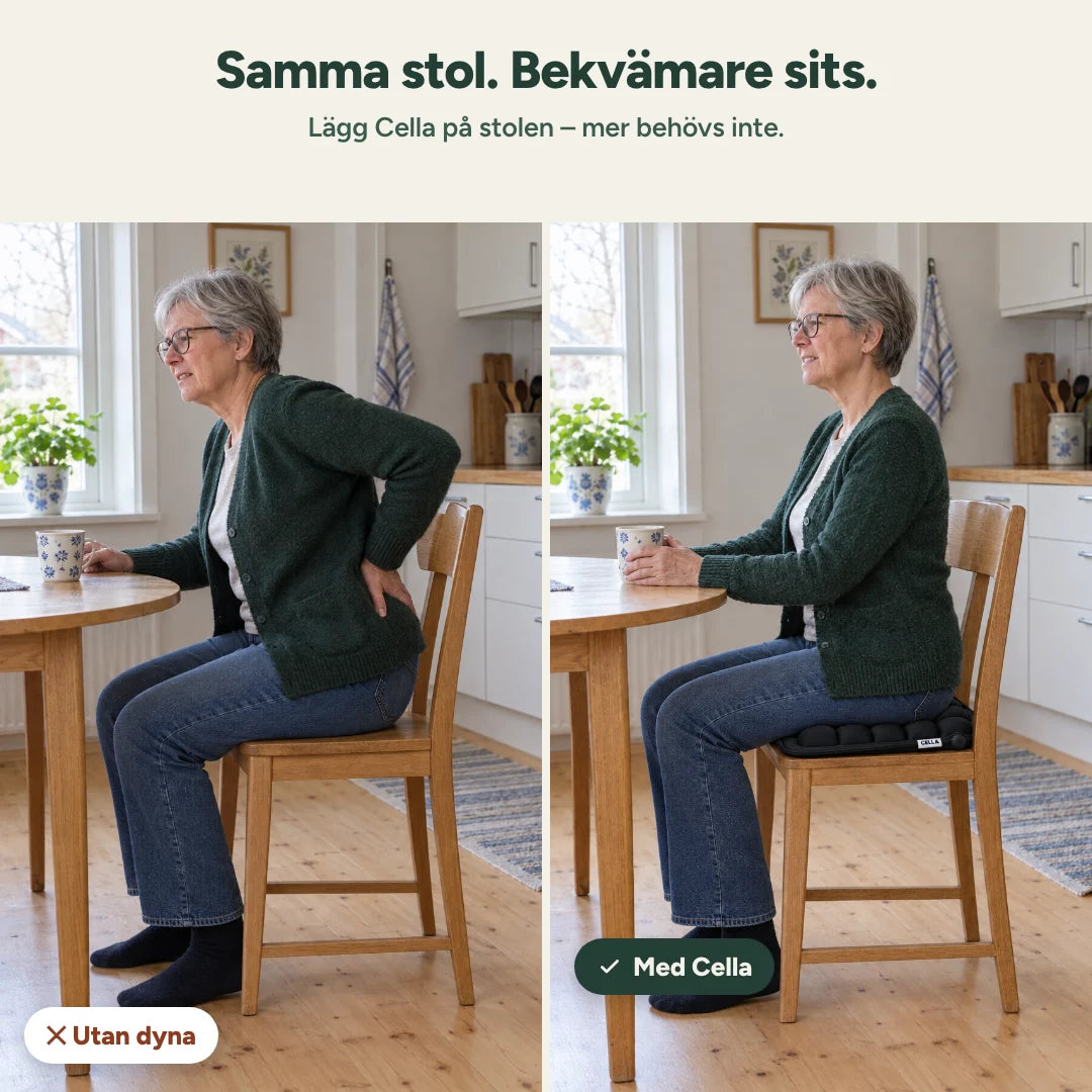 Samma köksstol utan och med Cella